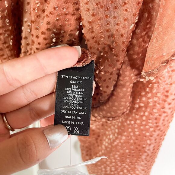 Astr The Label NWT Lucille Semi Sheer Textured Bodysuit Brown Ginger Size L - Picture 5 of 7